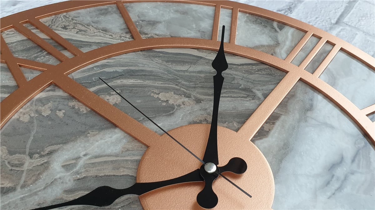 Markakanvas Mermer Desenli  Duvar Saati  Çap 50-80 cm