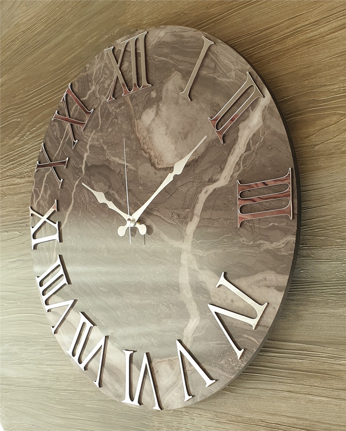 Markakanvas Mermer Desenli  Duvar Saati   ( Çap 50 cm - 80 cm )