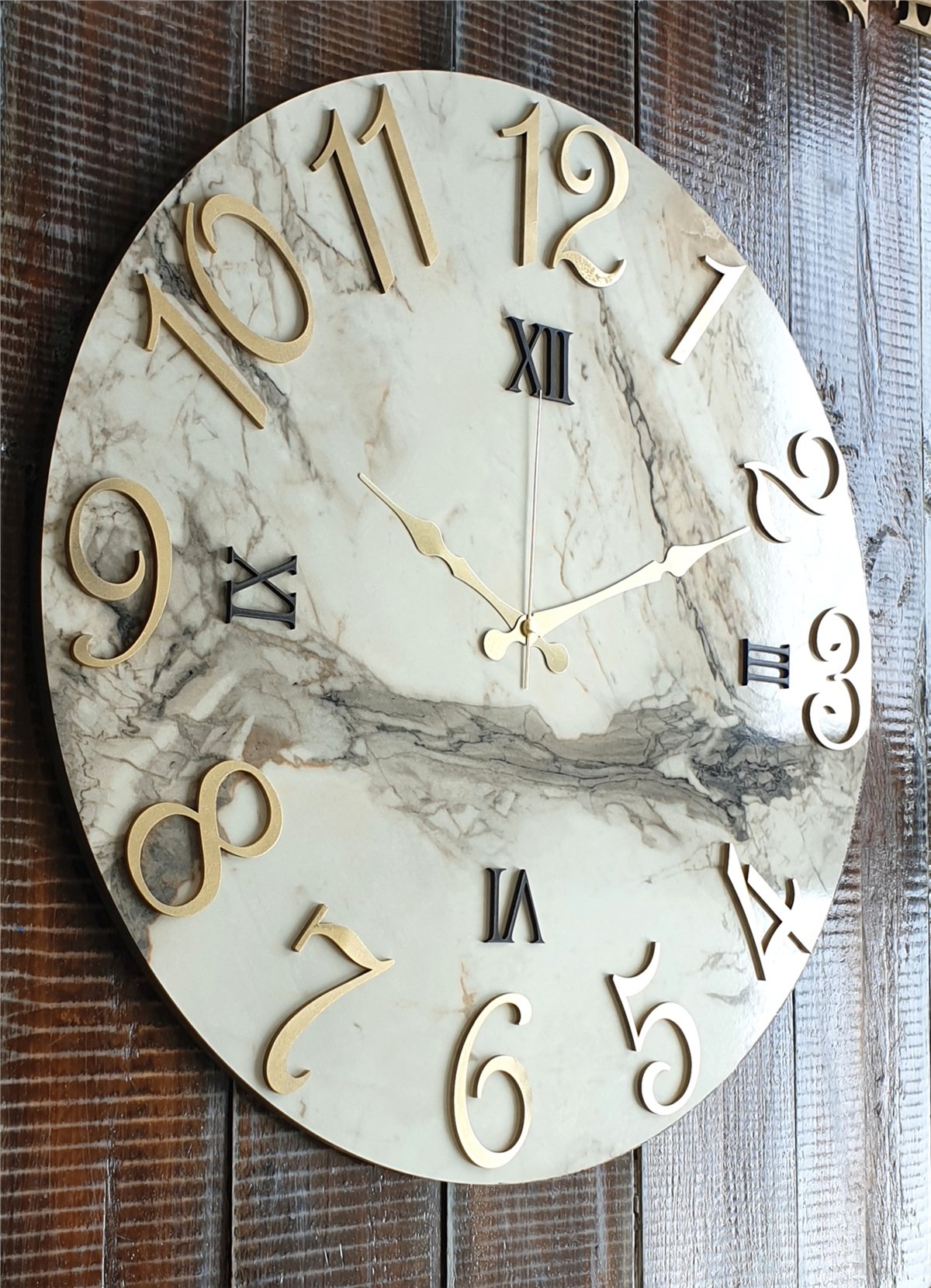 Markakanvas Mermer Desenli  Duvar Saati   ( Çap 50 cm - 80 cm )