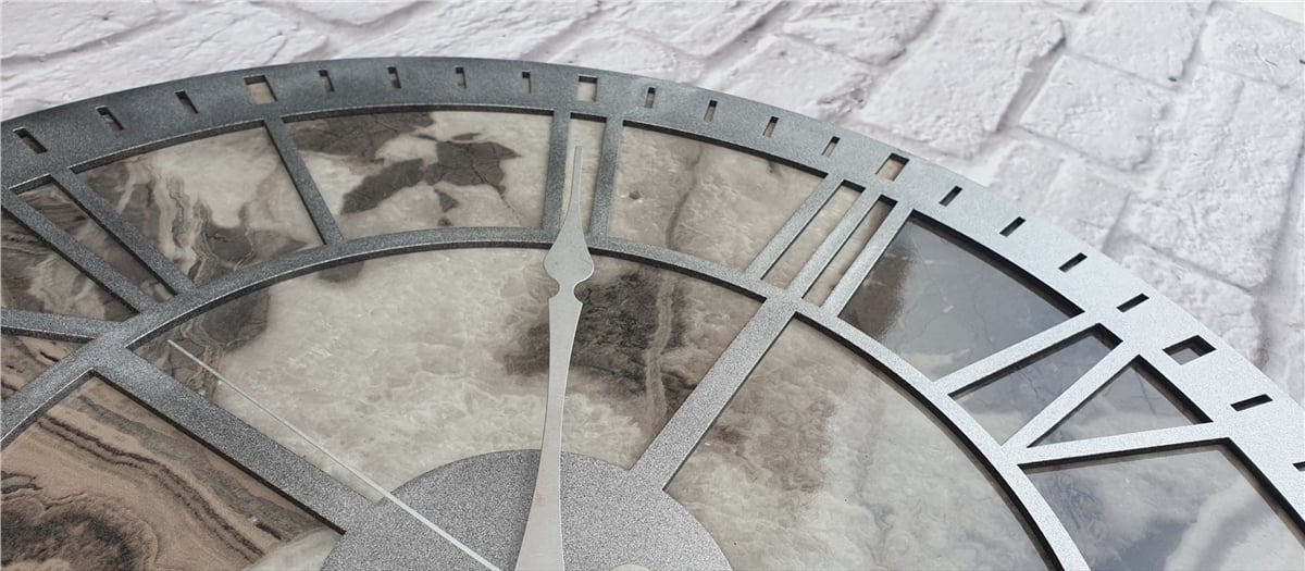 Markakanvas Mermer Desenli  Duvar Saati  Çap 50 cm-Çap 80 cm