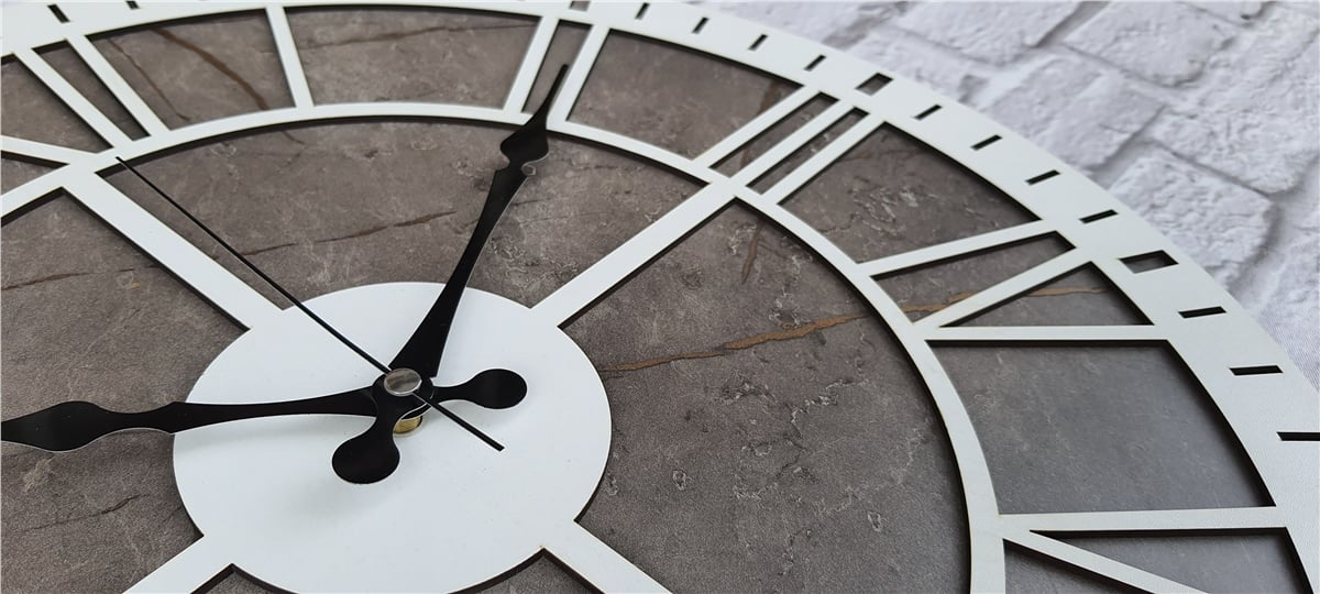 Markakanvas Mermer Desenli  Duvar Saati  Çap 50 cm-Çap 80 cm