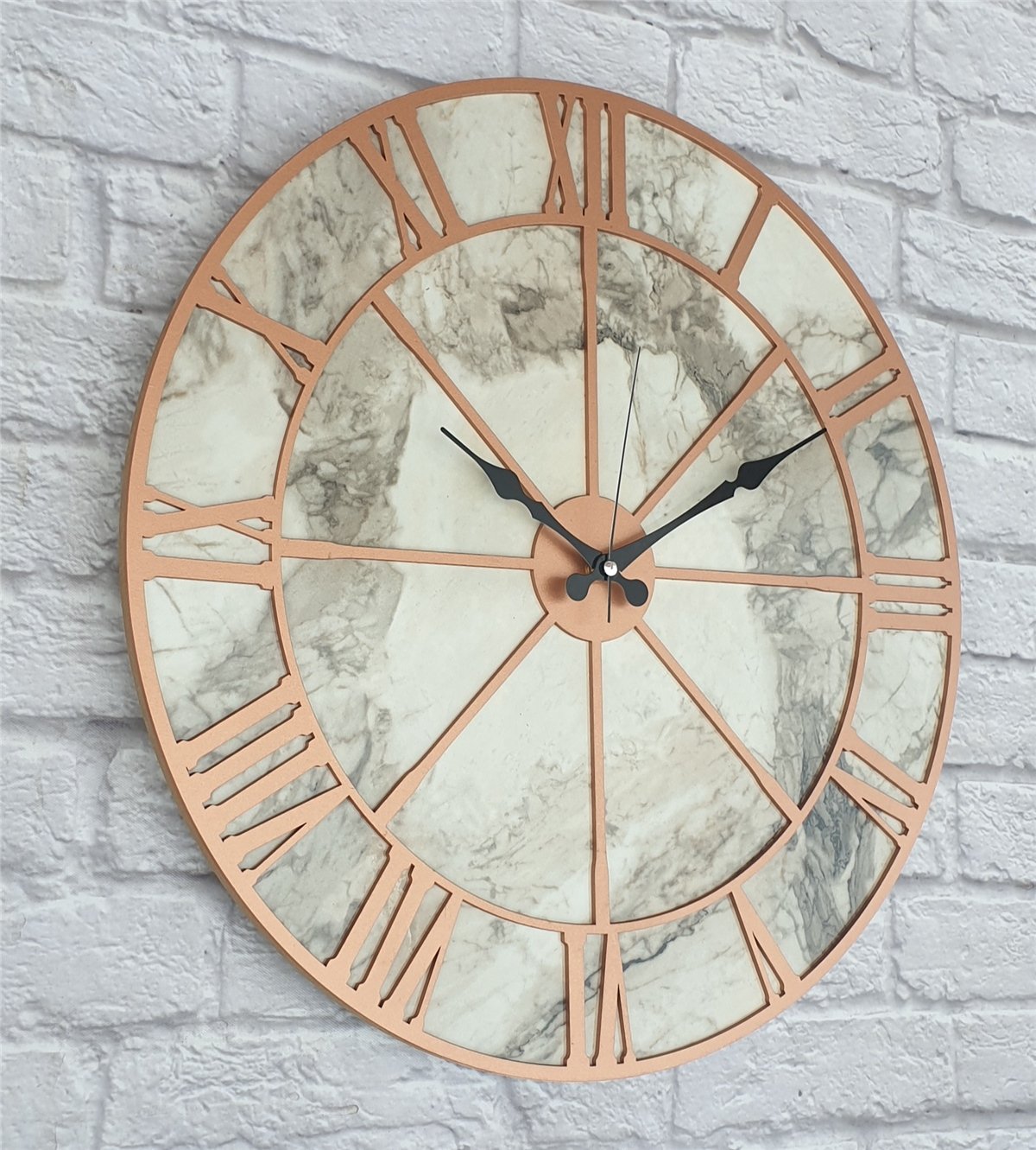Markakanvas Mermer Desenli  Duvar Saati  Çap 50 cm-Çap 80 cm