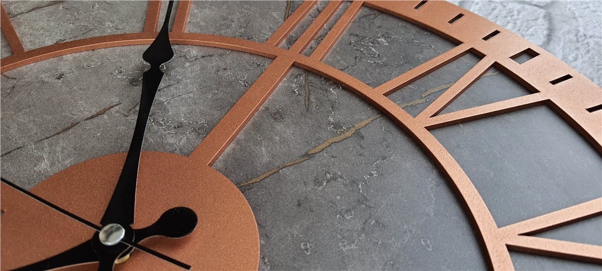 Markakanvas Mermer Desenli  Duvar Saati  Çap 50 cm-Çap 80 cm