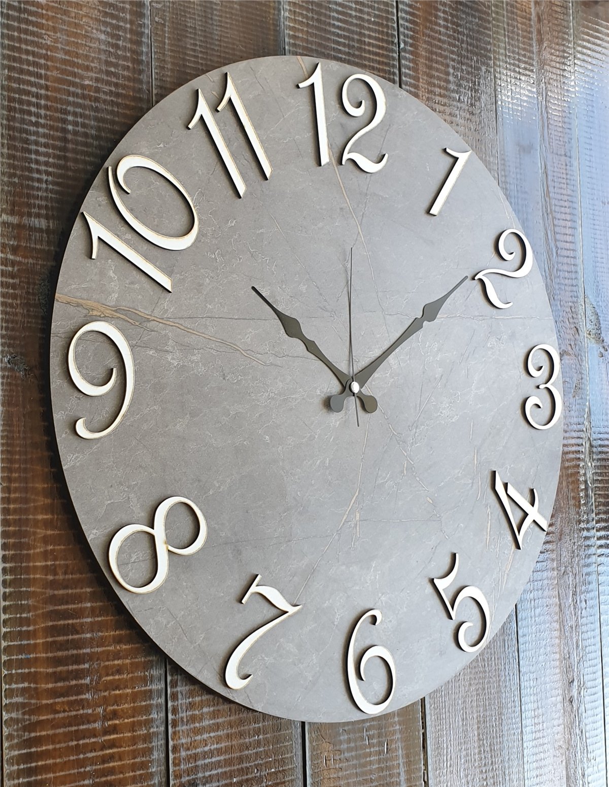 Markakanvas Mermer Desenli ,Ayna Rakamlı Duvar Saati   ( Çap 50 cm - 80 cm )