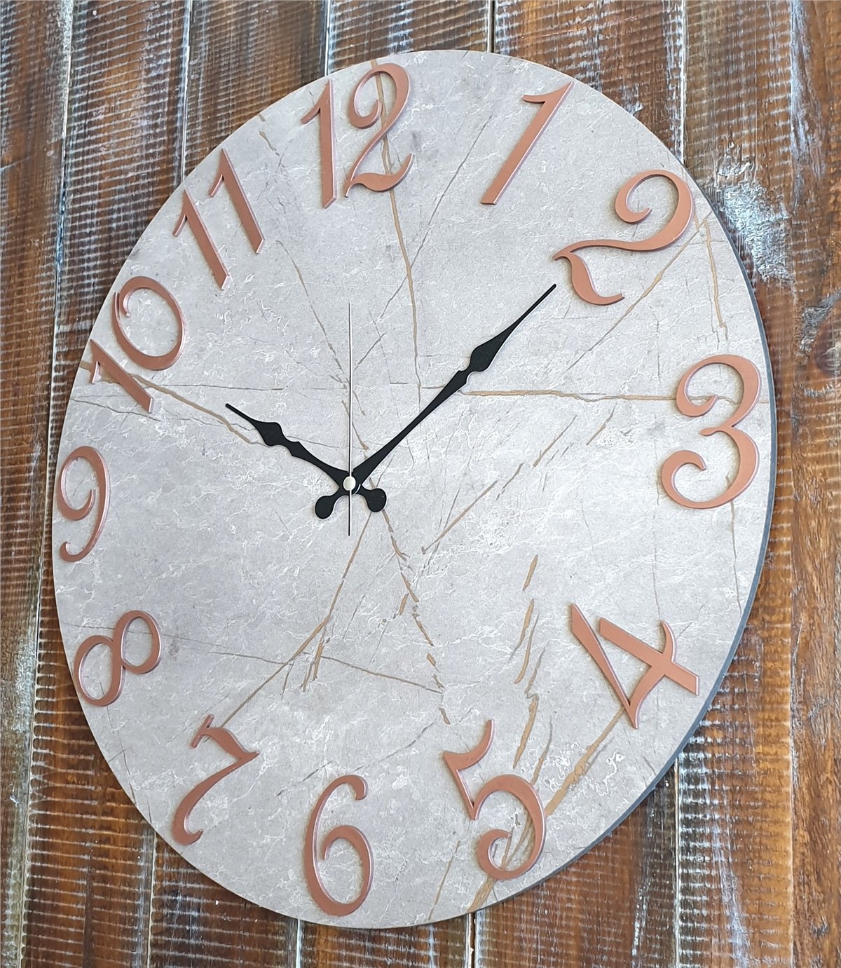 Markakanvas Mermer Desenli ,Ayna Rakamlı Duvar Saati   ( Çap 50 cm - 80 cm )