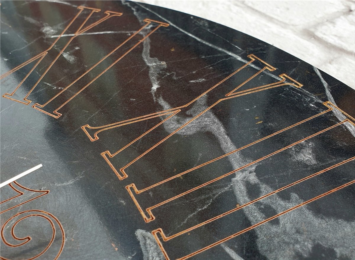 Markakanvas Mermer Desenli ,Çizgi Rakamlı Duvar Saati Çap 50 cm
