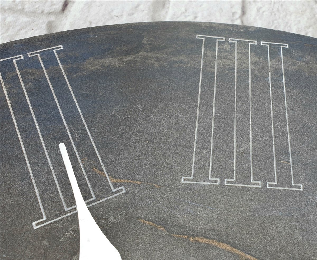 Markakanvas Mermer Desenli ,Çizgi Rakamlı Duvar Saati Çap 50 cm