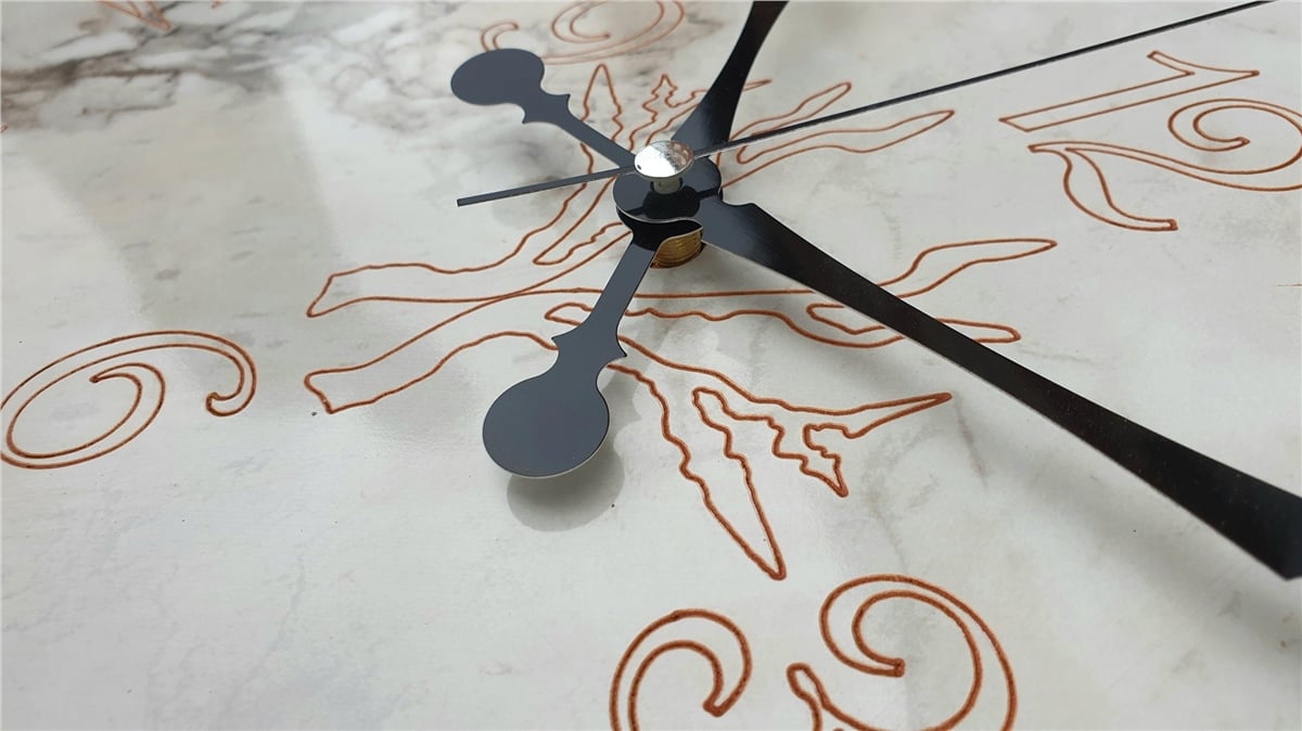 Markakanvas Mermer Desenli ,Çizgi Rakamlı Duvar Saati Çap 50 cm