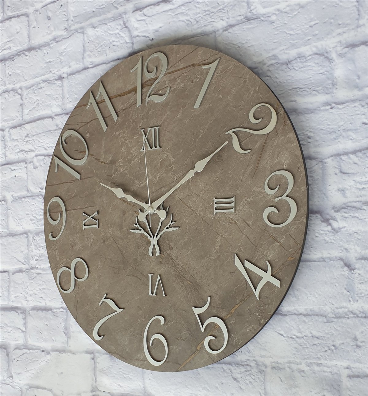 Markakanvas  Mermer Desenli Duvar Saati Çap 38 cm - Çap 50 cm - Çap 80 cm