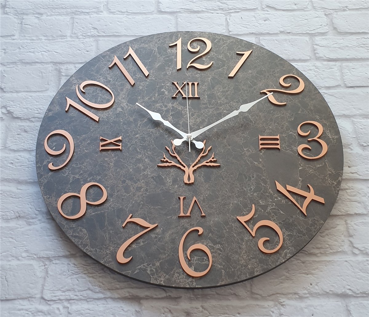 Markakanvas  Mermer Desenli Duvar Saati Çap 38 cm - Çap 50 cm - Çap 80 cm