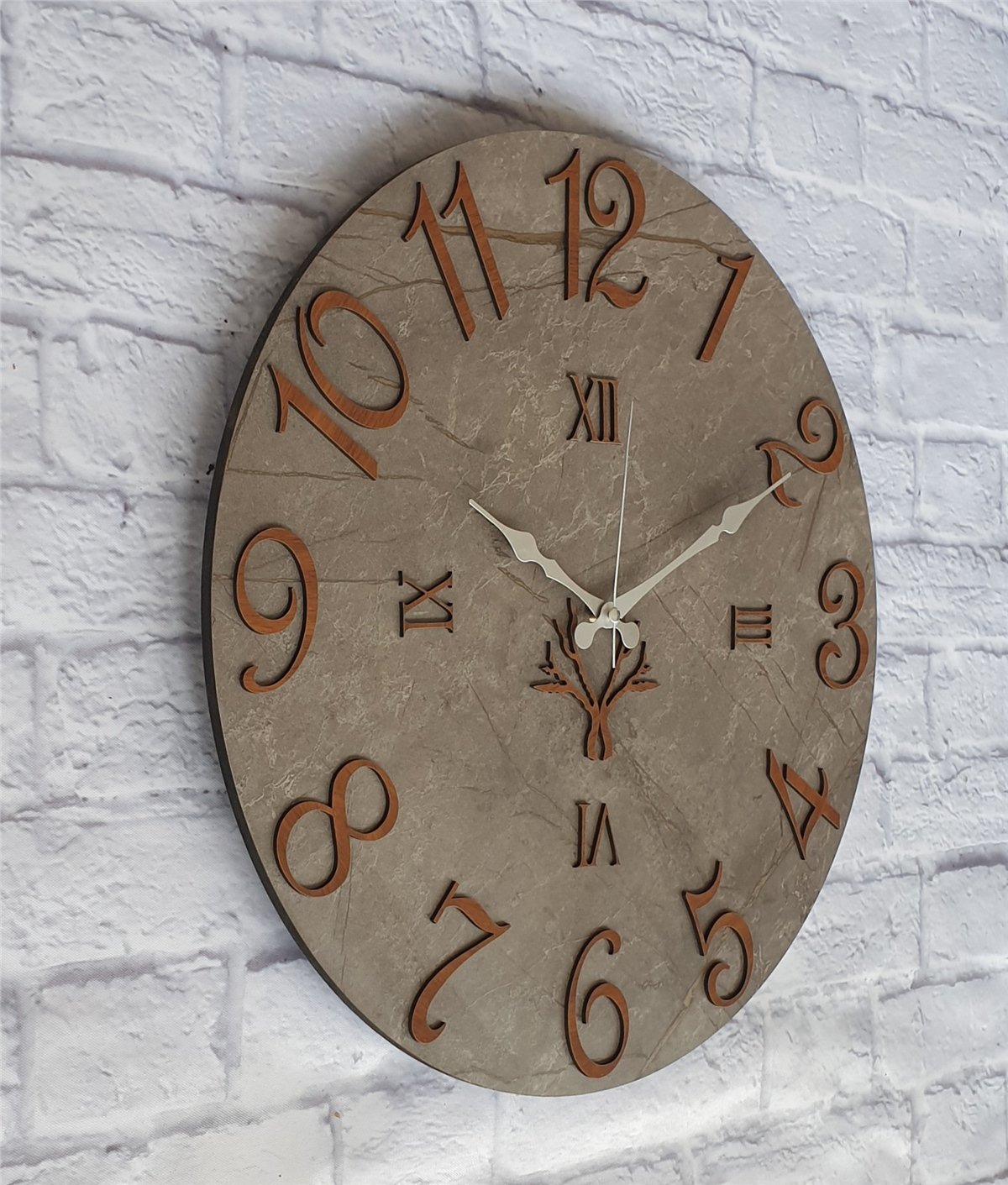 Markakanvas  Mermer Desenli Duvar Saati Çap 38 cm - Çap 50 cm - Çap 80 cm