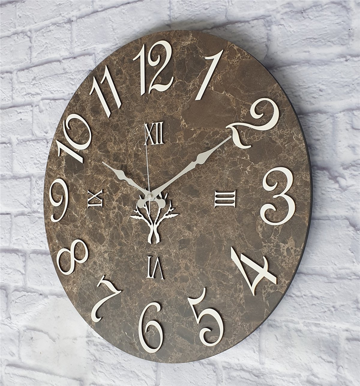 Markakanvas  Mermer Desenli Duvar Saati Çap 38 cm - Çap 50 cm - Çap 80 cm