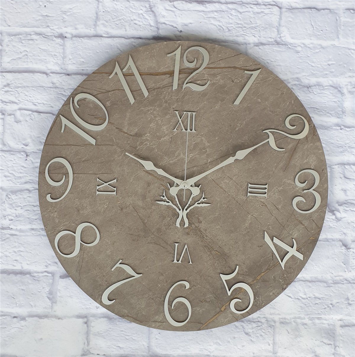 Markakanvas  Mermer Desenli Duvar Saati Çap 38 cm - Çap 50 cm - Çap 80 cm