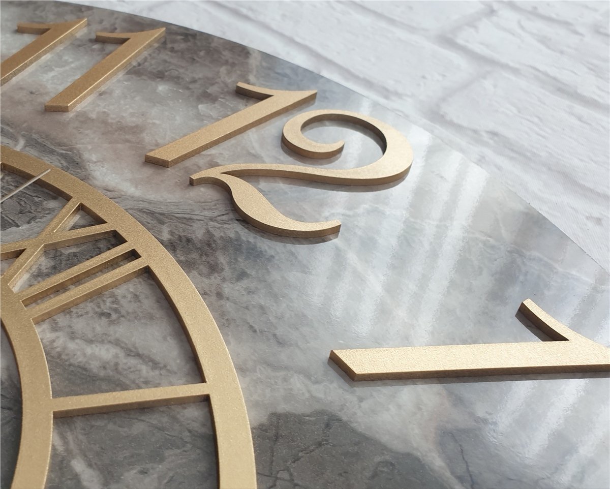 Markakanvas  Mermer Desenli Duvar Saati Çap 38 cm - Çap 50 cm - Çap 80 cm