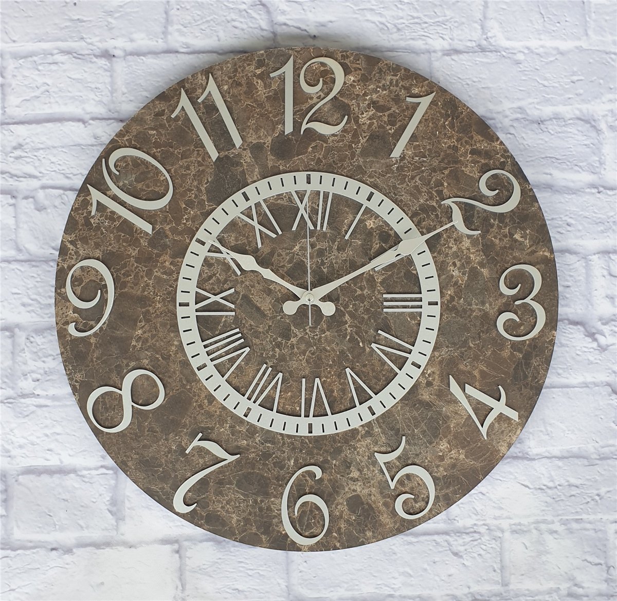 Markakanvas  Mermer Desenli Duvar Saati Çap 38 cm - Çap 50 cm - Çap 80 cm