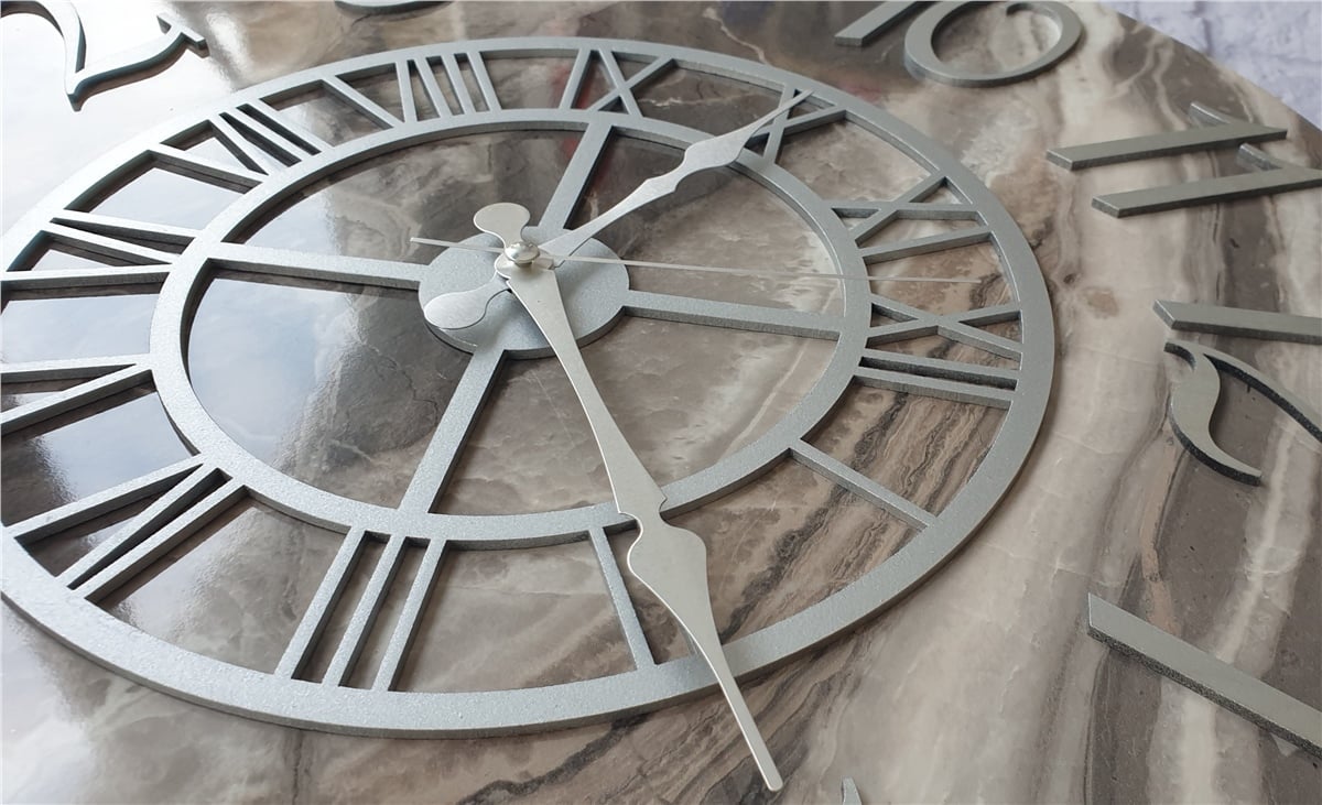 Markakanvas  Mermer Desenli Duvar Saati Çap 38 cm - Çap 50 cm - Çap 80 cm