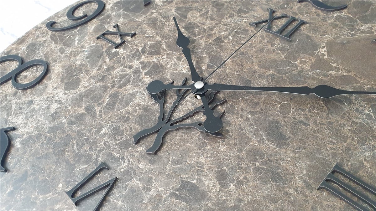 Markakanvas Mermer Desenli Duvar Saati ile Daldaki Kuş ve Hayat Ağacı Tablo