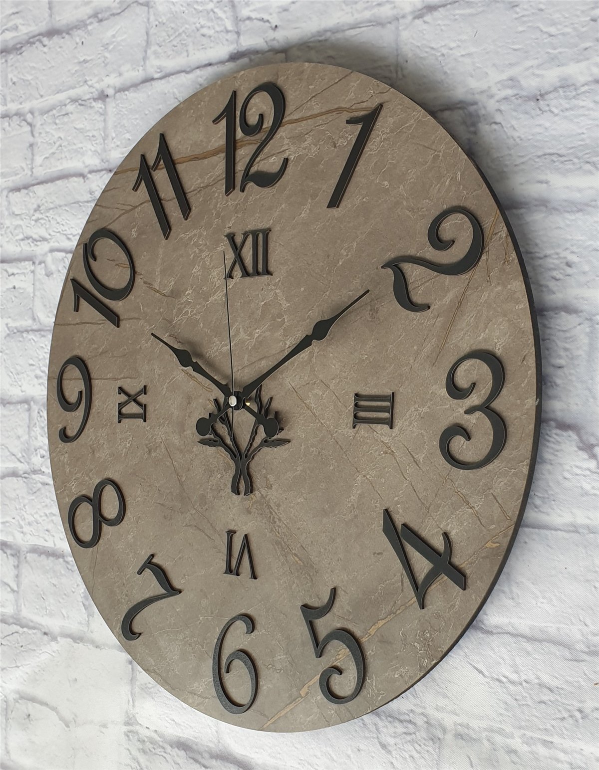 Markakanvas  Mermer Desenli Duvar Saati Çap 38 cm - Çap 50 cm - Çap 80 cm