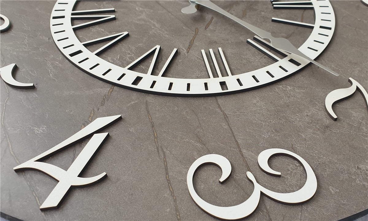 Markakanvas  Mermer Desenli Duvar Saati Çap 38 cm - Çap 50 cm - Çap 80 cm