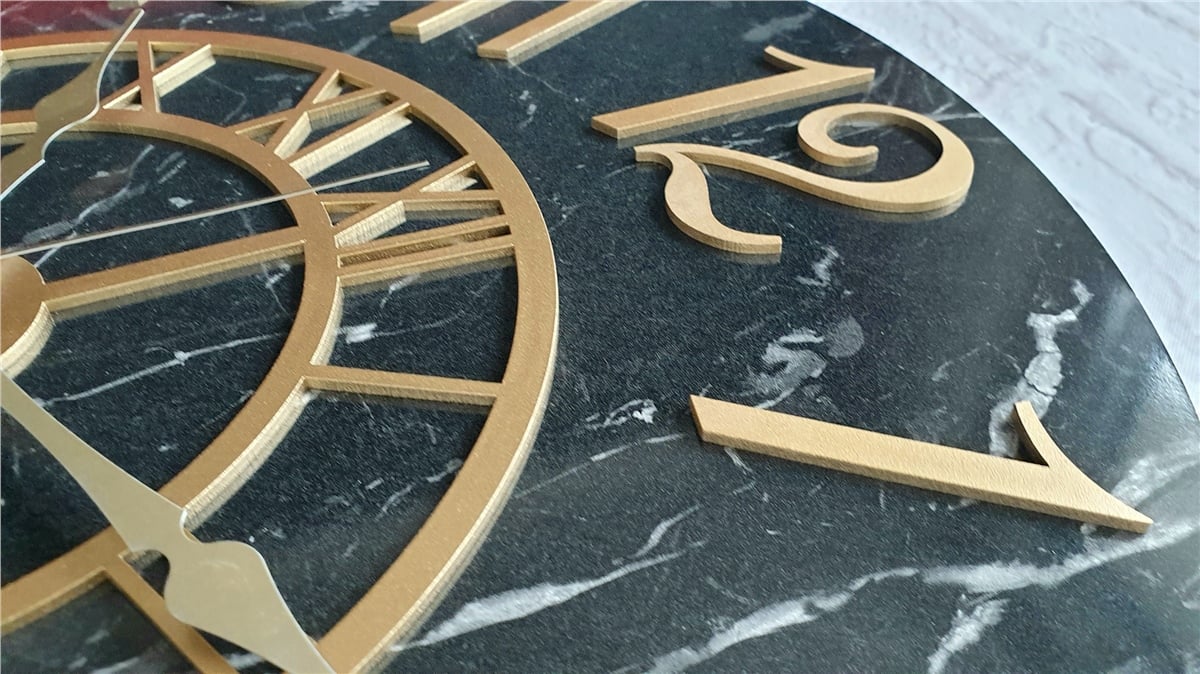 Markakanvas  Mermer Desenli Duvar Saati Çap 38 cm - Çap 50 cm - Çap 80 cm