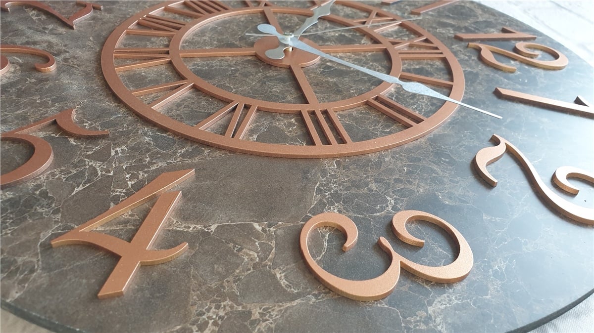 Markakanvas  Mermer Desenli Duvar Saati Çap 38 cm - Çap 50 cm - Çap 80 cm