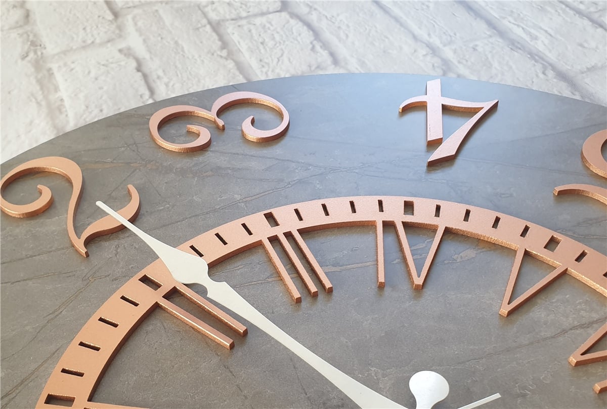 Markakanvas  Mermer Desenli Duvar Saati Çap 38 cm - Çap 50 cm - Çap 80 cm