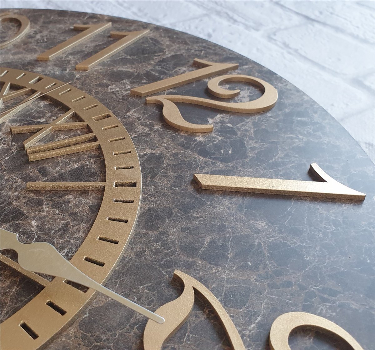 Markakanvas  Mermer Desenli Duvar Saati Çap 38 cm - Çap 50 cm - Çap 80 cm