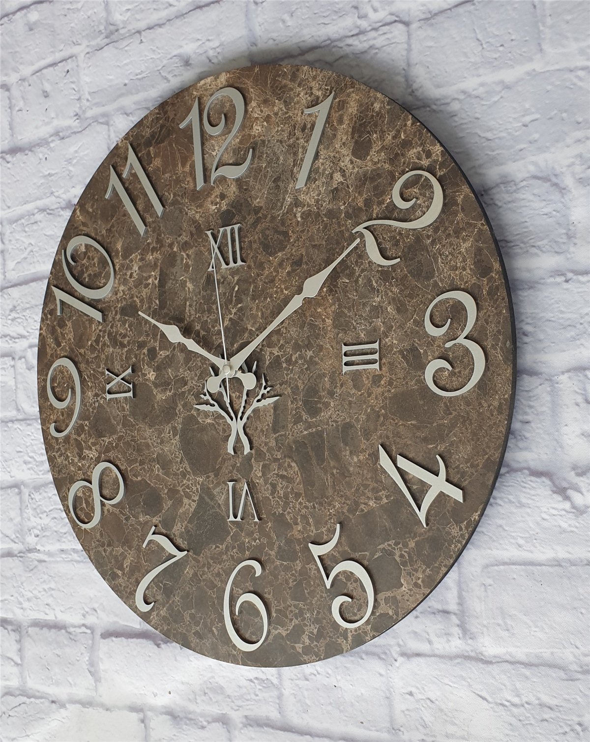 Markakanvas  Mermer Desenli Duvar Saati Çap 38 cm - Çap 50 cm - Çap 80 cm