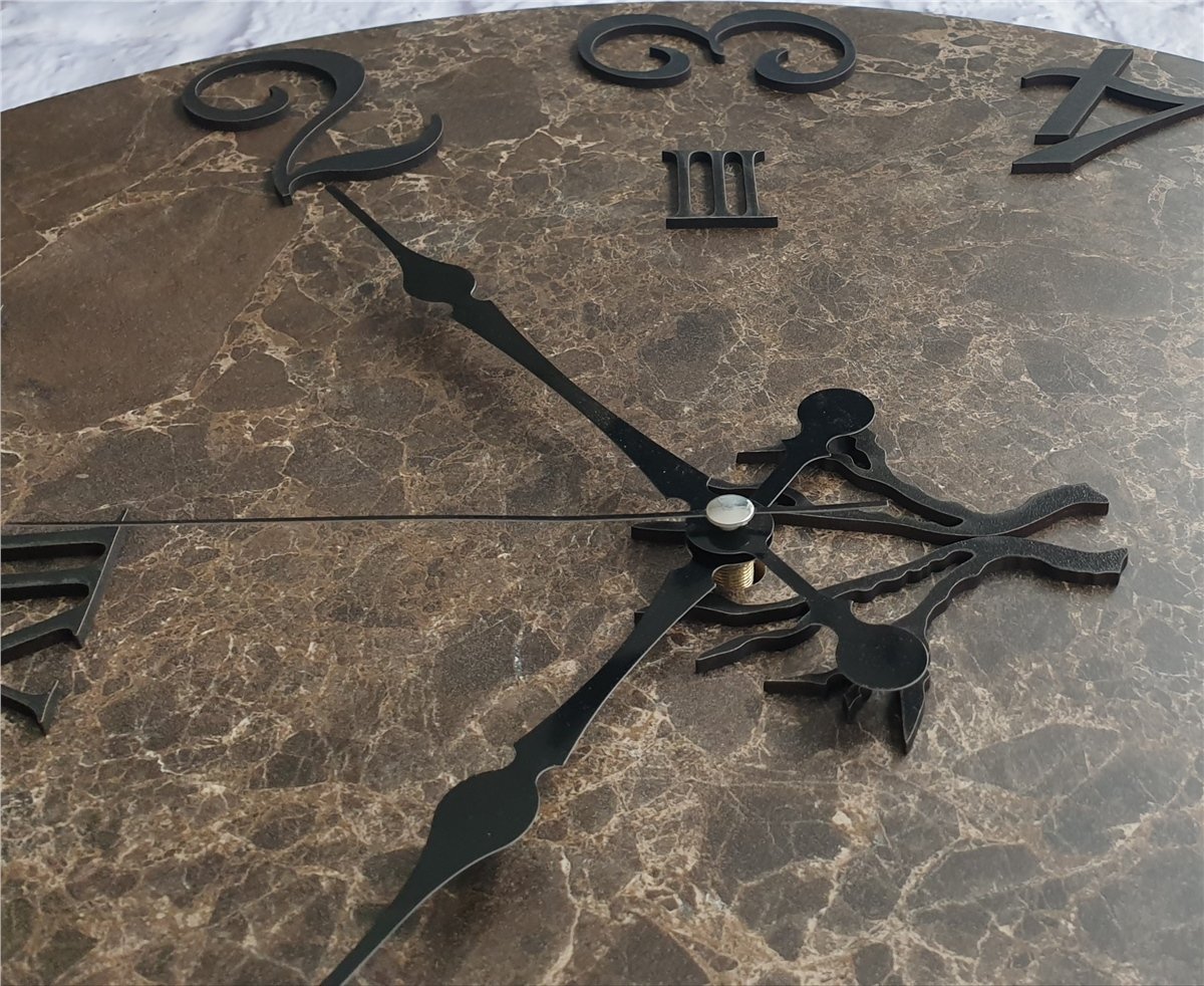 Markakanvas  Mermer Desenli Duvar Saati Çap 38 cm - Çap 50 cm - Çap 80 cm