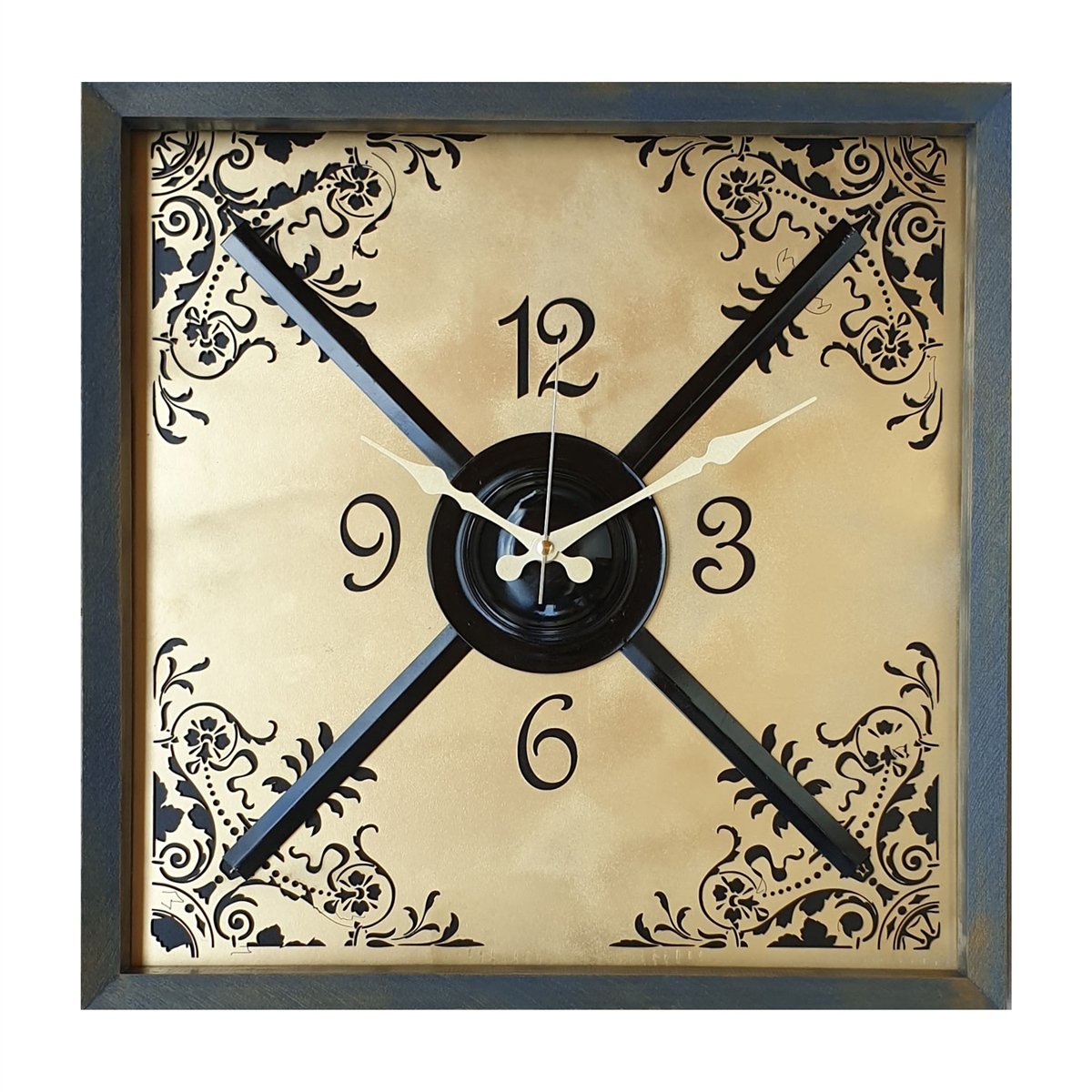 Markakanvas Metal , Ahşap Eskitme Duvar Saati 50x50cm