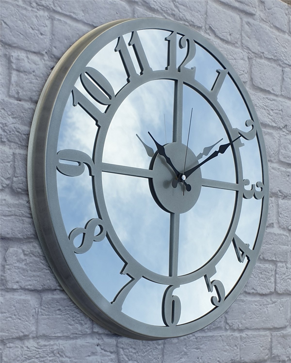 Markakanvas Metal  AYNALI Duvar Saati  ( Çap 50 cm -Çap 80 cm )