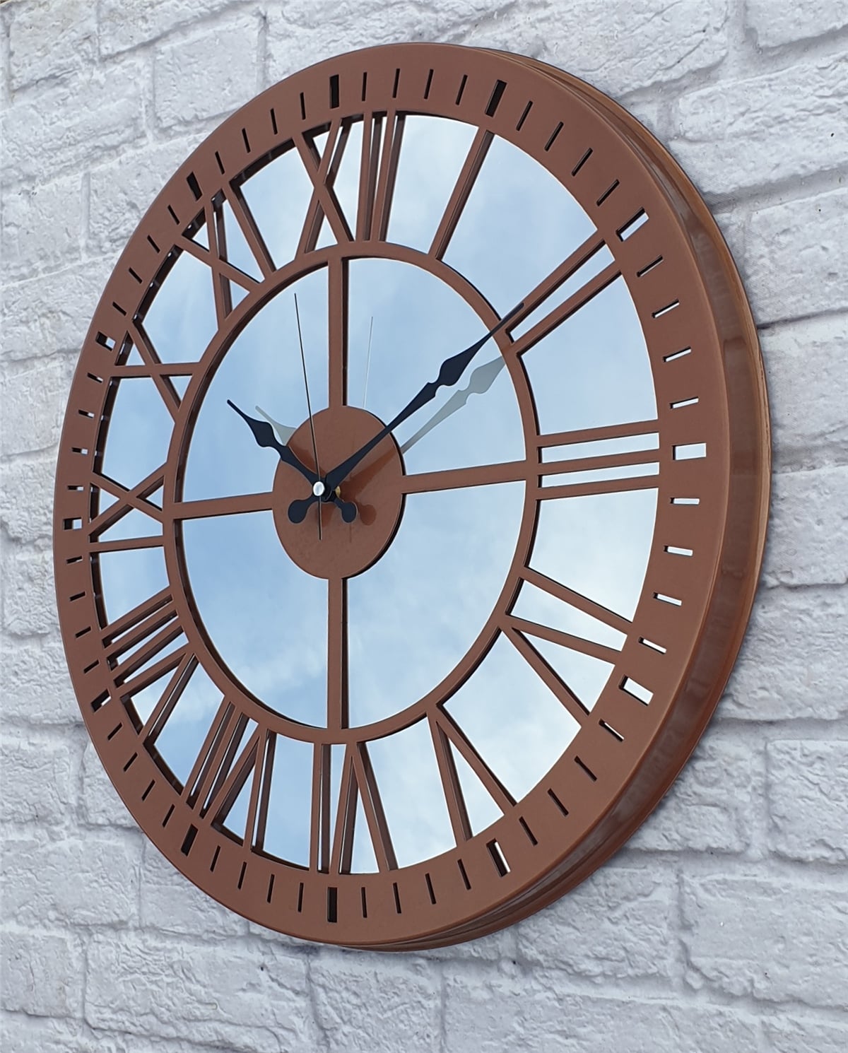 Markakanvas Metal  AYNALI Duvar Saati  ( Çap 50 cm -Çap 80 cm )