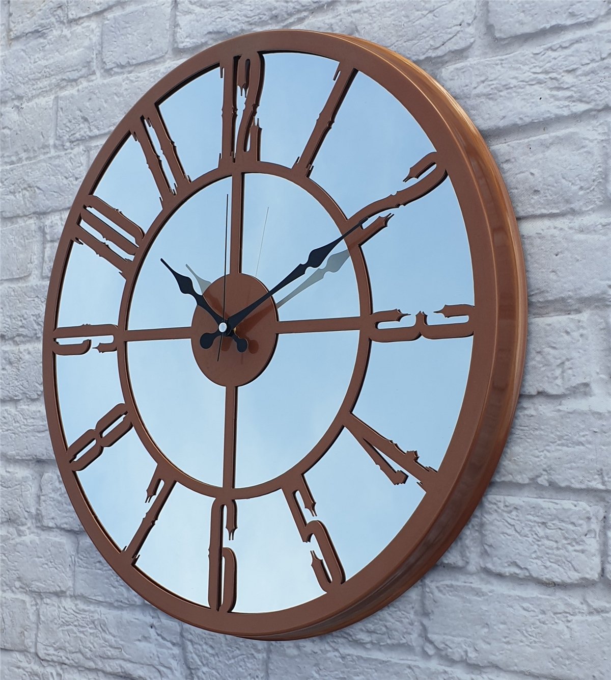 Markakanvas Metal  AYNALI Duvar Saati  ( Çap 50 cm -Çap 80 cm )