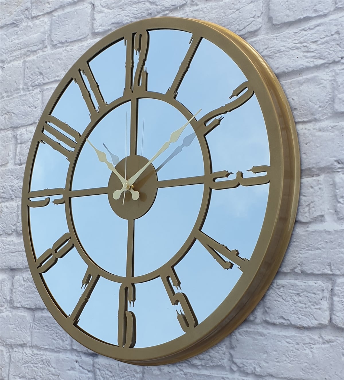 Markakanvas Metal  AYNALI Duvar Saati  ( Çap 50 cm -Çap 80 cm )