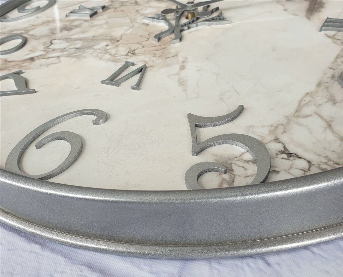 Markakanvas Metal Kasalı Mermer Desenli  Duvar Saati Çap 40 cm - Çap 50 cm - Çap 80 cm
