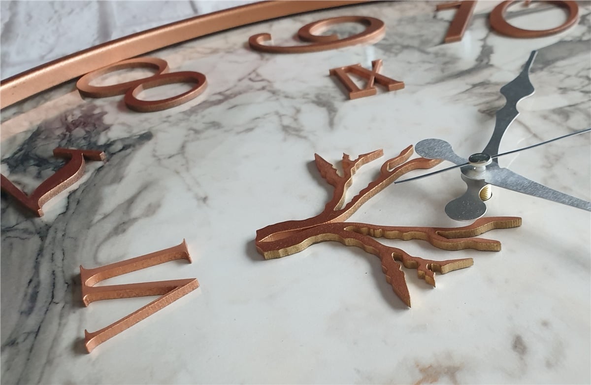 Markakanvas Metal Kasalı Mermer Desenli  Duvar Saati Çap 40 cm - Çap 50 cm - Çap 80 cm