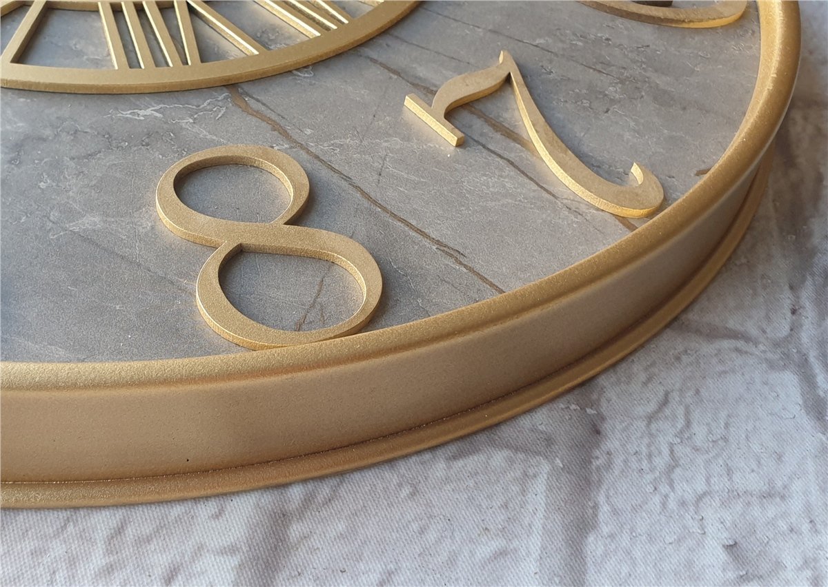 Markakanvas Metal Kasalı Mermer Desenli Duvar Saati ile Daldaki Kuş ve Hayat Ağacı Tablo