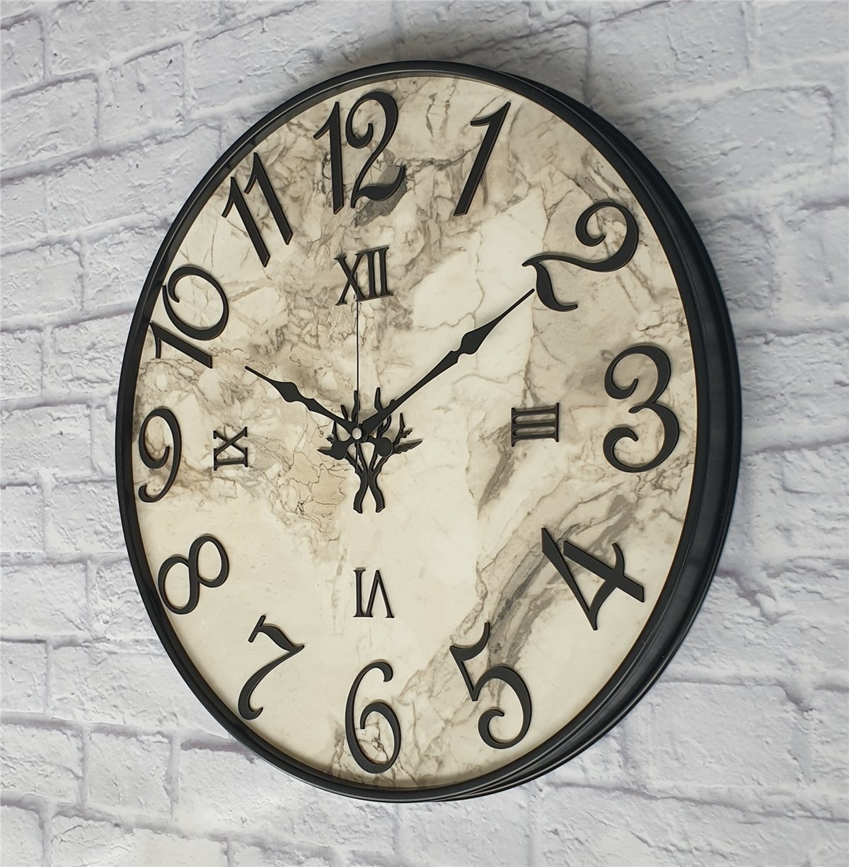 Markakanvas Metal Kasalı Mermer Desenli  Duvar Saati Çap 40 cm - Çap 50 cm - Çap 80 cm