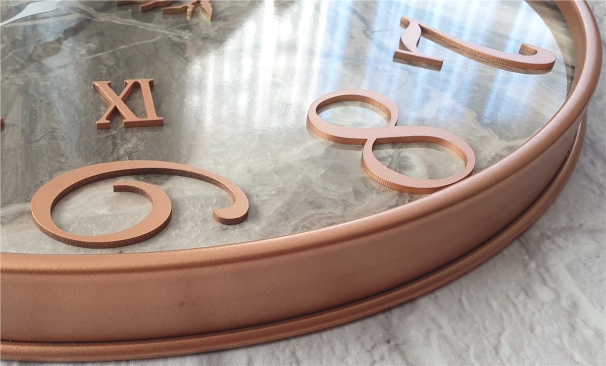 Markakanvas Metal Kasalı Mermer Desenli Duvar Saati ile Daldaki Kuş ve Hayat Ağacı Tablo