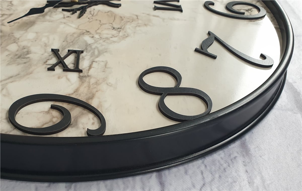 Markakanvas Metal Kasalı Mermer Desenli  Duvar Saati Çap 40 cm - Çap 50 cm - Çap 80 cm