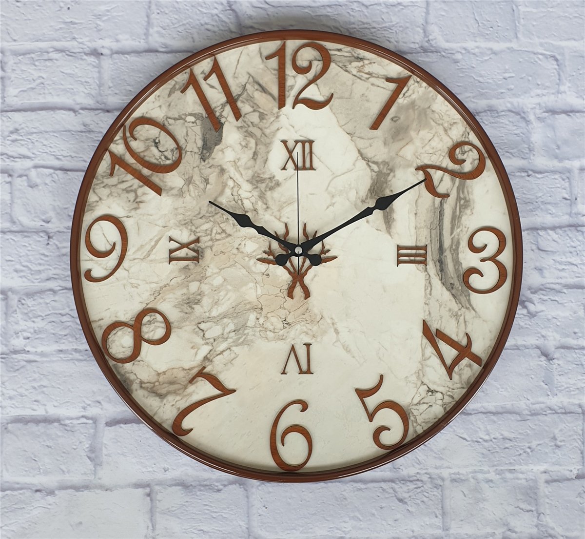 Markakanvas Metal Kasalı Mermer Desenli  Duvar Saati Çap 40 cm - Çap 50 cm - Çap 80 cm