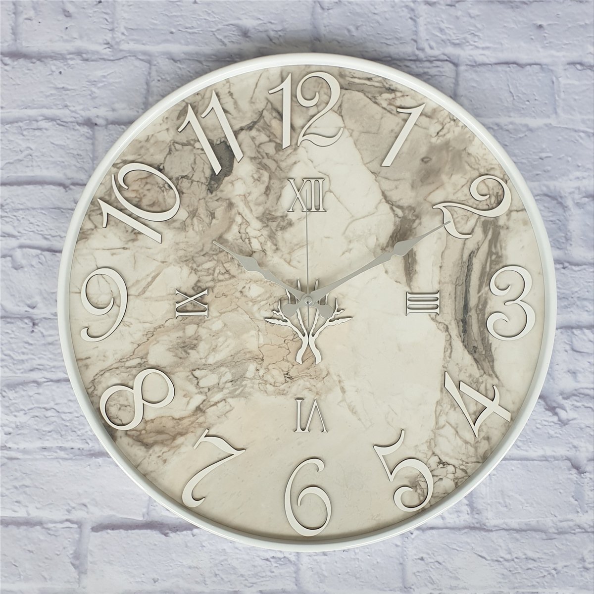 Markakanvas Metal Kasalı Mermer Desenli  Duvar Saati Çap 40 cm - Çap 50 cm - Çap 80 cm