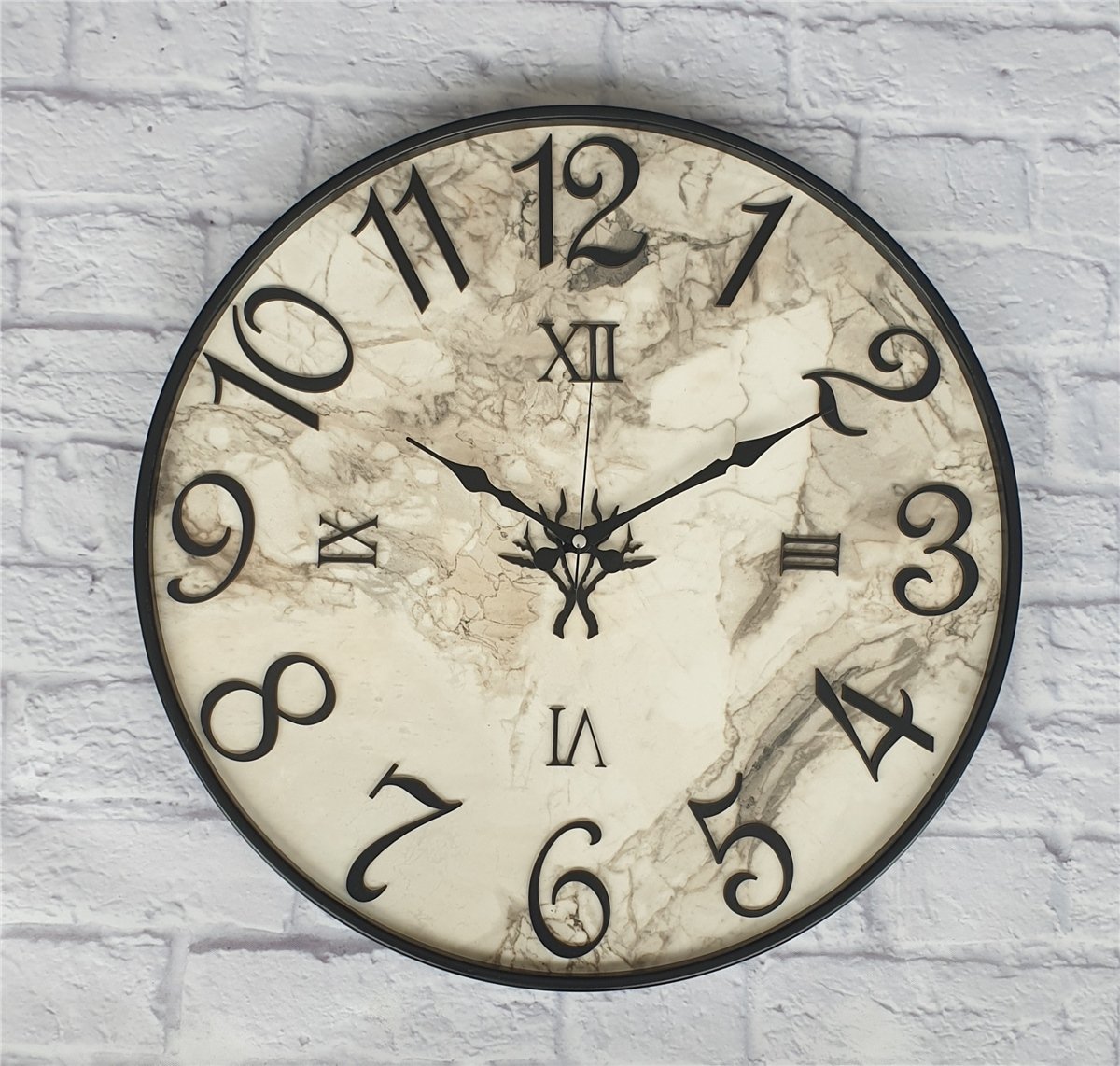 Markakanvas Metal Kasalı Mermer Desenli  Duvar Saati Çap 40 cm - Çap 50 cm - Çap 80 cm