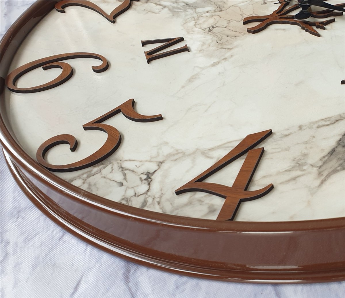 Markakanvas Metal Kasalı Mermer Desenli  Duvar Saati Çap 40 cm - Çap 50 cm - Çap 80 cm