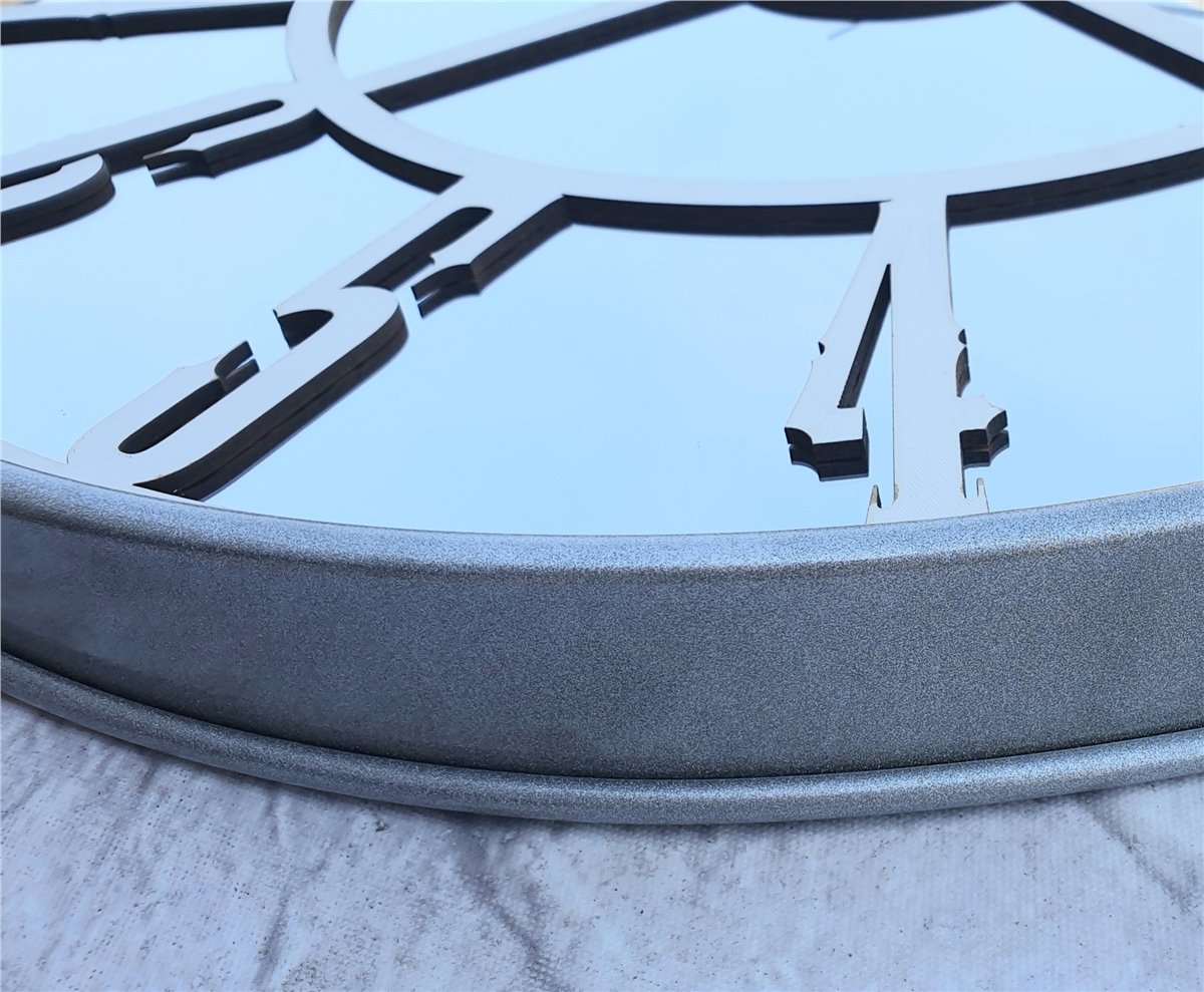 Markakanvas Metalik Gri Renkli Metal Kasalı Aynalı Duvar Saati Çap 40 cm - Çap 50 cm