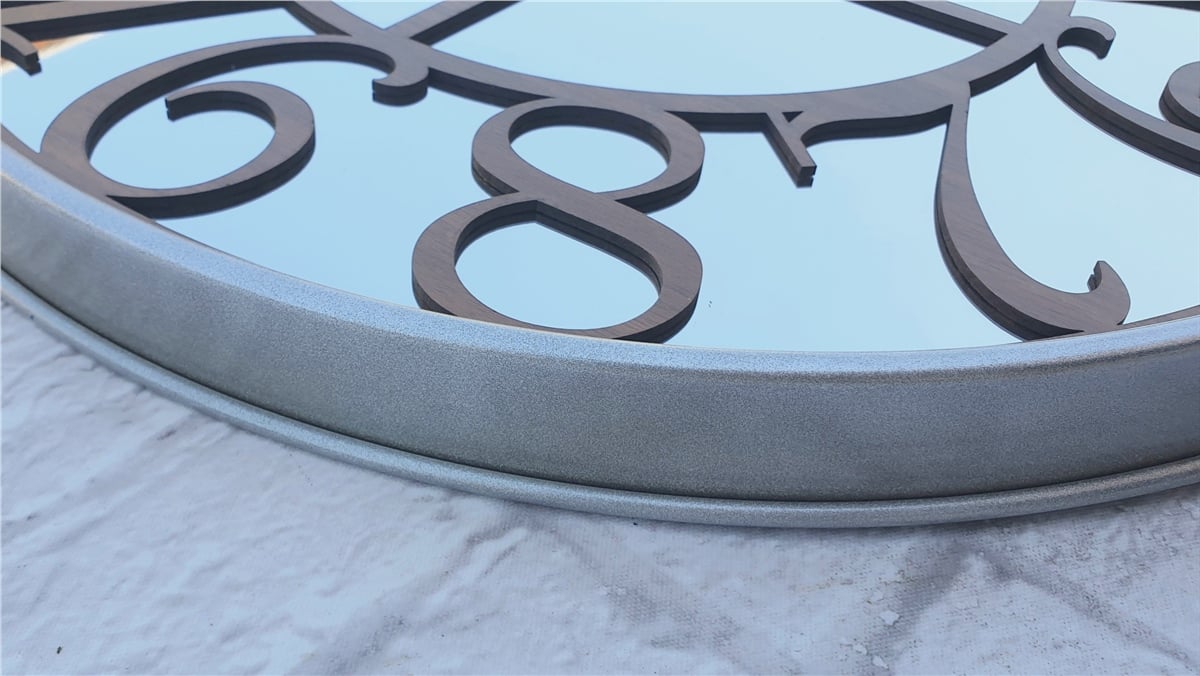 Markakanvas Metalik Gri Renkli Metal Kasalı Aynalı Duvar Saati Çap 40 cm - Çap 50 cm