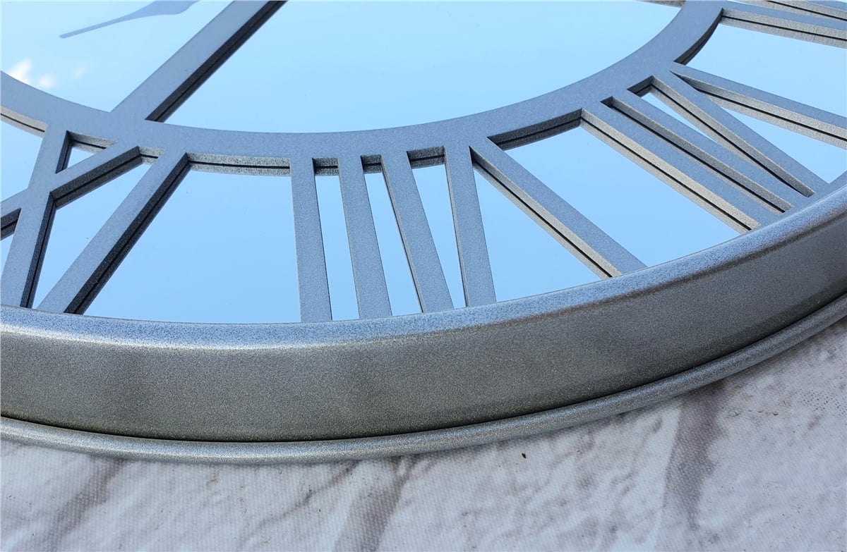 Markakanvas Metalik Gri Renkli Metal Kasalı Aynalı Duvar Saati Çap 40 cm - Çap 50 cm