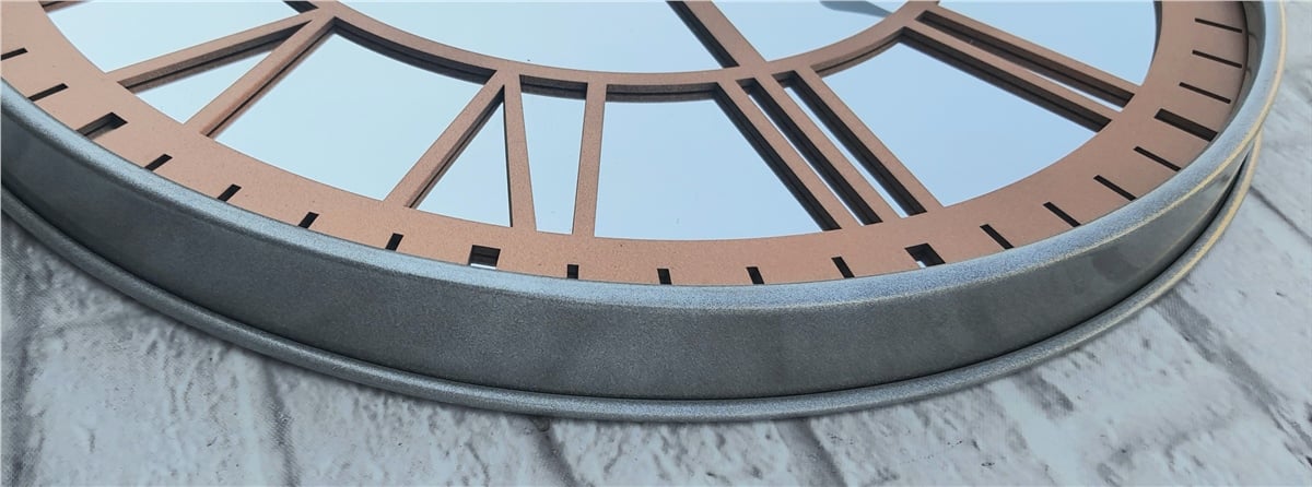 Markakanvas Metalik Gri Renkli Metal Kasalı Aynalı Duvar Saati Çap 40 cm - Çap 50 cm
