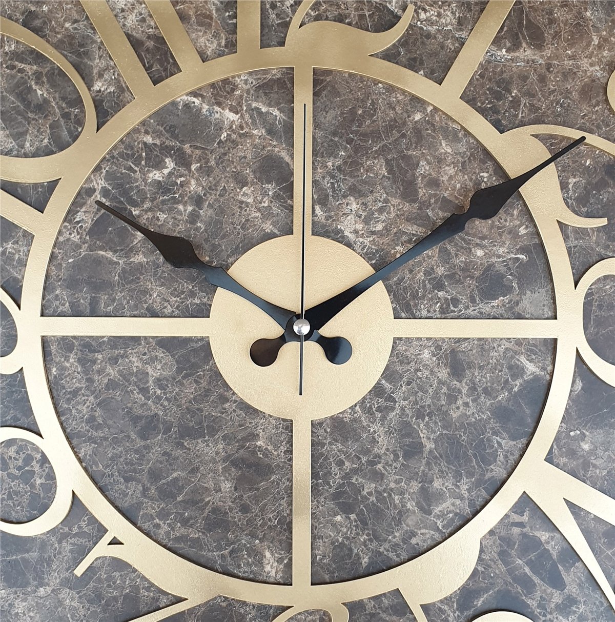 Markakanvas Siyah Metal Kasalı Mermer Desenli  Duvar Saati  ( Çap 50 cm -Çap 80 cm )