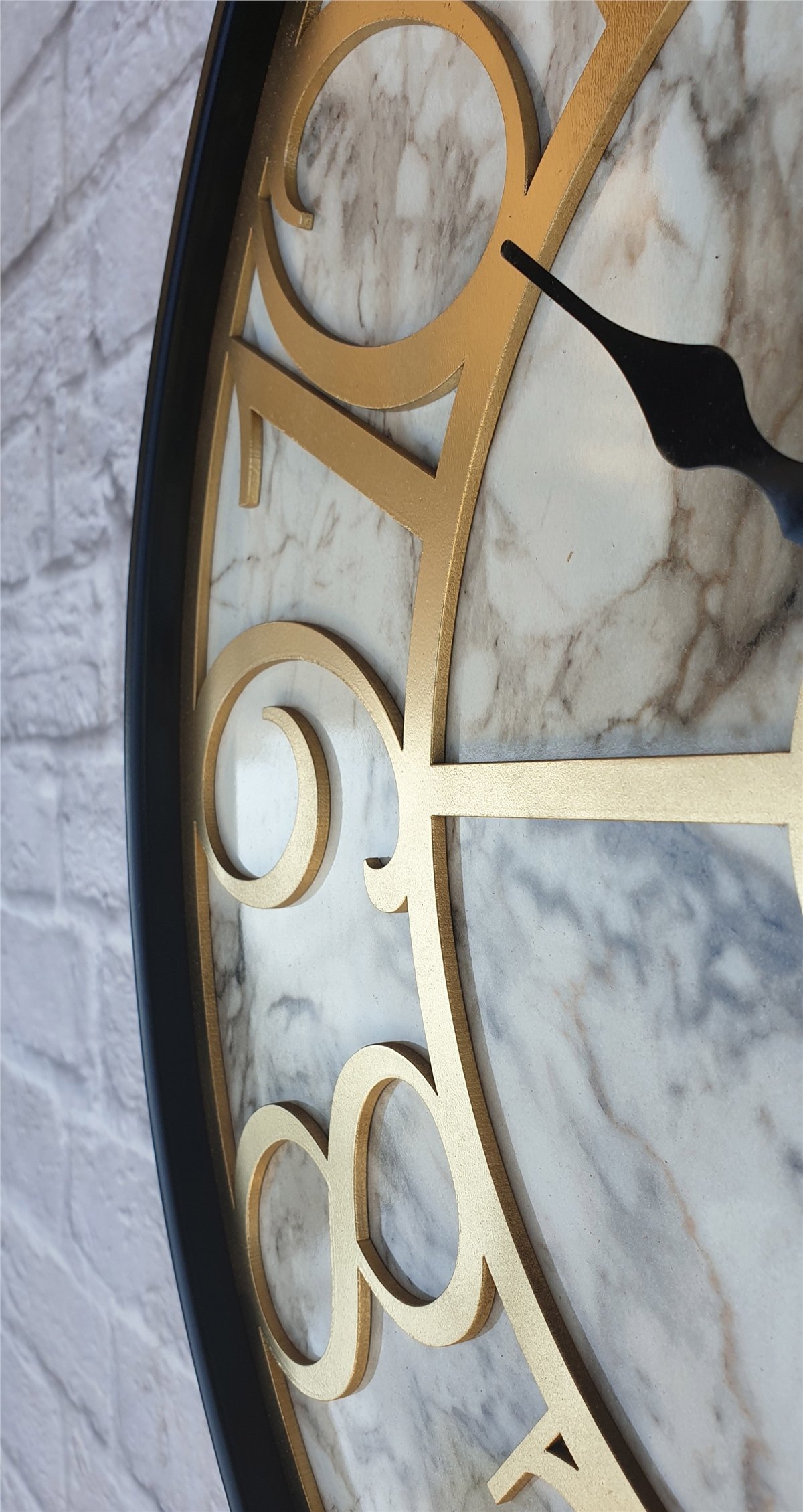 Markakanvas Siyah Metal Kasalı Mermer Desenli  Duvar Saati  ( Çap 50 cm -Çap 80 cm )